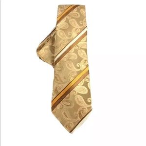 Veronelli Men's Tie & Hanky Set Brown, Orange, Beige Cream Polyester 3" Width